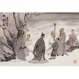 韓恩勝 四尺三開《雅賞圖》中美協(xié)會(huì)員 水墨漫畫名家