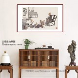 韓恩勝 四尺三開《春滿乾坤福滿門》中美協(xié)會員 水墨漫畫名家