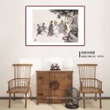 韓恩勝 四尺三開《青梅竹馬圖》中美協(xié)會員 水墨漫畫名家