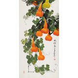 【已售】黃藝四尺招財(cái)辟邪葫蘆畫《福祿圖》