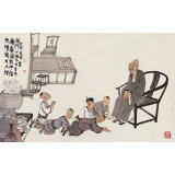 韓恩勝 四尺三開(kāi)《春滿乾坤福滿門(mén)》中美協(xié)會(huì)員 水墨漫畫(huà)名家