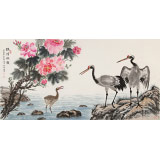 朱祖義 四尺《鶴情秋韻》 中國老子書畫院副院長