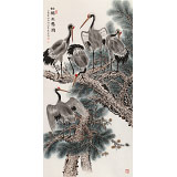 【已售】朱祖義 四尺《松鶴萬壽圖》 中國老子書畫院副院長