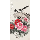 【已售】梁景欣 三尺《花開富貴》青大美院學院派畫家