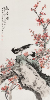 【已售】定制梁景欣 三尺《報(bào)春圖》青大美院學(xué)院派畫家