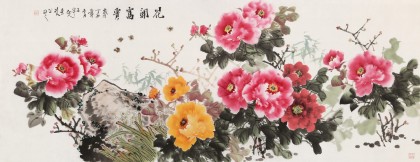 【已售】梁景欣 小六尺《花開富貴》 青大美院學(xué)院派畫家