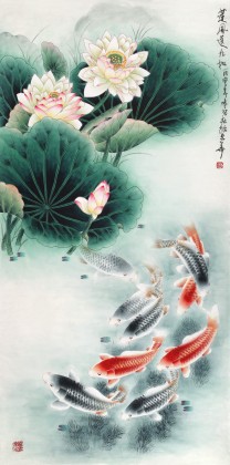 【已售】南海禪寺 妙林居士 四尺《蓮風(fēng)送九如》