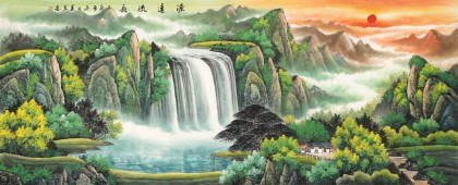 【已售】吳東 小八尺《源遠(yuǎn)流長》 著名易經(jīng)風(fēng)水畫家