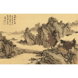 【已售】吳顯剛 四尺三開《煙村秋色圖》 貴州七星關(guān)美協(xié)主席