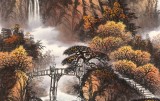 張慧仁 四尺《山居金秋觀瀑圖》 廣西山水畫(huà)家協(xié)會(huì)常務(wù)理事