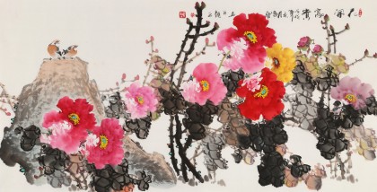 黃藝 四尺《花開富貴》 吉祥家居風(fēng)水畫