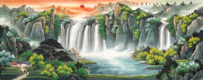 【已售】吳東 小八尺《源遠(yuǎn)流長(zhǎng)》 著名易經(jīng)風(fēng)水畫(huà)家