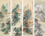 【已售】何實 四條屏《四時佳興》吉林著名山水畫家