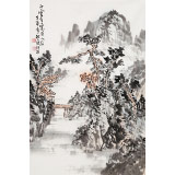 【已售】庾超然 四尺三開《白云生處有人家》 黃鶴樓書畫院院長