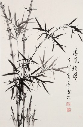 【已售】何華賢 四尺三開《清風(fēng)搖曳》 潁淮書畫名家