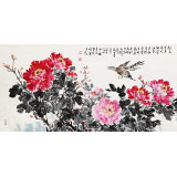 曲逸之 四尺《國色天香》  河南省著名花鳥畫家