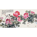 曲逸之 四尺《云想衣裳花想容》 河南省著名花鳥畫家