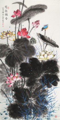 朱祖義 四尺荷花圖《荷韻凝香》 中國(guó)老子書畫院副院長(zhǎng)