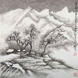 王永剛 四尺斗方《雪邨小景》 國家一級美術(shù)師（詢價(jià)）