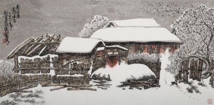王永剛 四尺雪景山水《老屋飛雪》 國(guó)家一級(jí)美術(shù)師