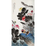 朱祖義 四尺荷花圖《荷陰棲嘉侶》 中國老子書畫院副院長