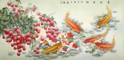 趙逸梅 四尺《吉利有余》 著名工筆畫家