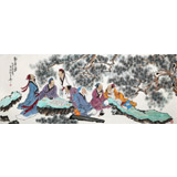 【已售】南海禪寺 妙林居士小六尺《對弈圖》