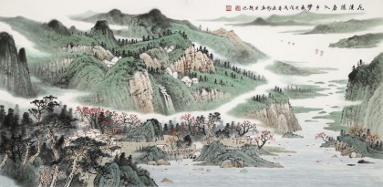 【已售】廖崧越 四尺《花溪隨春入鄉(xiāng)夢(mèng)》 廣西桂林美協(xié)會(huì)員