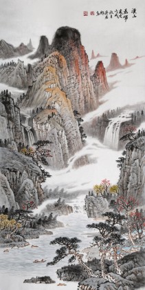 【已售】廖崧越 四尺《溪山晨暉》 廣西桂林美協(xié)會(huì)員