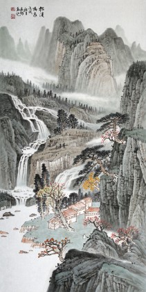 廖崧越 四尺《松溪鳴泉》 廣西桂林美協(xié)會(huì)員