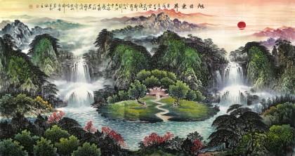 【已售】王友金 六尺《旭日東升》財源滾滾 左右逢源