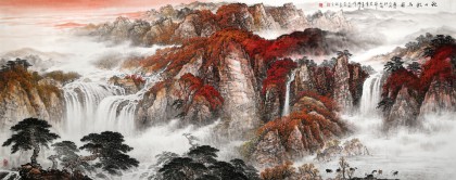 【已售可訂制】李碧峰 小八尺《 秋山飲馬圖》 中國書畫家協(xié)會理事