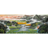 【已售】王友金 小八尺《壯麗山河》滿地黃金 和氣滿堂