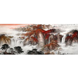 【已售可訂制】李碧峰 小八尺《 秋山飲馬圖》 中國書畫家協(xié)會理事