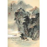 【已售】何實(shí) 四尺三開(kāi)《雨后山更嬌》 吉林著名山水畫(huà)家