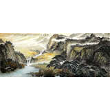 【已售】王友金 小八尺《源遠流長》 招財山水畫