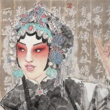 梁健 畫戲《俏花旦》 當(dāng)代百杰畫家 中美協(xié)會員 代表作花旦題材