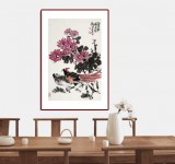 【已售】柳常學 四尺三開《賞菊圖》 中國美協(xié)會員