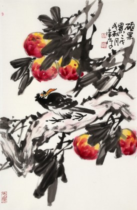 【已售】柳常學(xué) 四尺三開《碩果累累》 中國書畫家協(xié)會(huì)理事