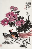 【已售】柳常學 四尺三開《賞菊圖》 中國美協(xié)會員