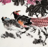 【已售】柳常學 四尺三開《賞菊圖》 中國美協(xié)會員