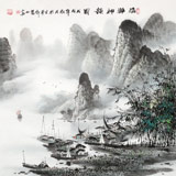 張慧仁 四尺斗方《清漓神韻圖》 廣西山水畫家協(xié)會常務(wù)理事