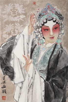 梁健 《菊香》 當代百杰畫家 中美協(xié)會員 代表作花旦題材