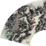 【已售】張建文 扇面《縱橫煙雨》中美協(xié)會員 清華美院高研班導師