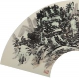 【已售】張建文 扇面《陽朔畫山》中美協(xié)會員 清華美院高研班導(dǎo)師