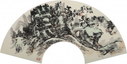 【已售】張建文 扇面《陽朔畫山》中美協(xié)會員 清華美院高研班導(dǎo)師