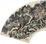 【已售】張建文 扇面《秀色云林》中美協(xié)會員 清華美院高研班導師