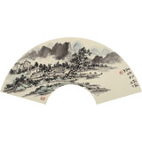 【已售】張建文 扇面《溪山泛舟》中美協(xié)會員 清華美院高研班導師
