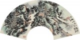 【已售】張建文 扇面《縱橫煙雨》中美協(xié)會員 清華美院高研班導師