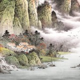 【已售】何華賢 小六尺《江山平遠入新秋》 潁淮書畫名家